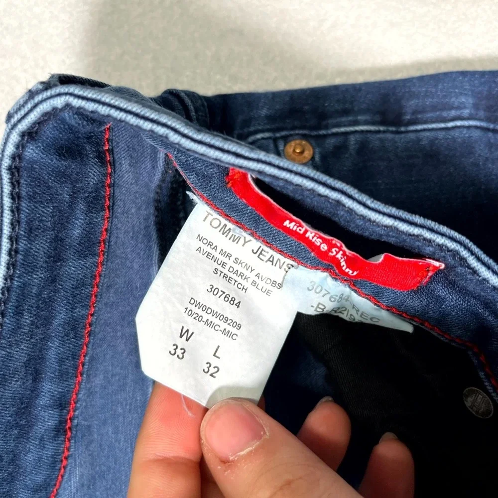 Tommy Jeans Mens 33x32 Blue Denim Nora Mr Skny Avdbs Dark Wash‎ Mid Rise Skinny
